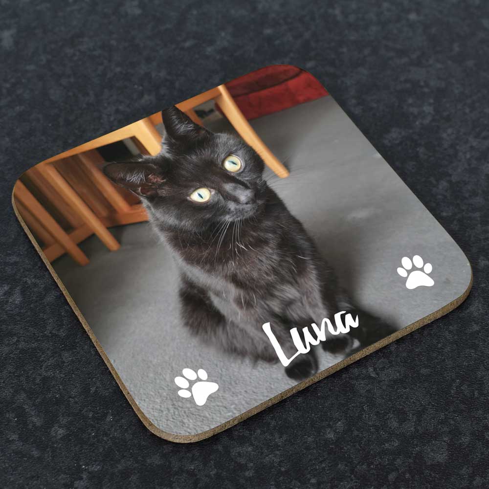 Personalised Photo Coaster - Cat Lover - Click Image to Close