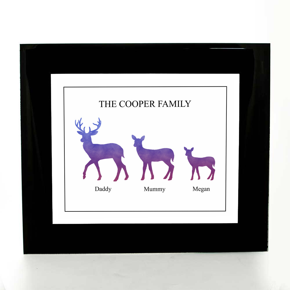 Personalised Deer Print - Family Of 3 - Click Image to Close