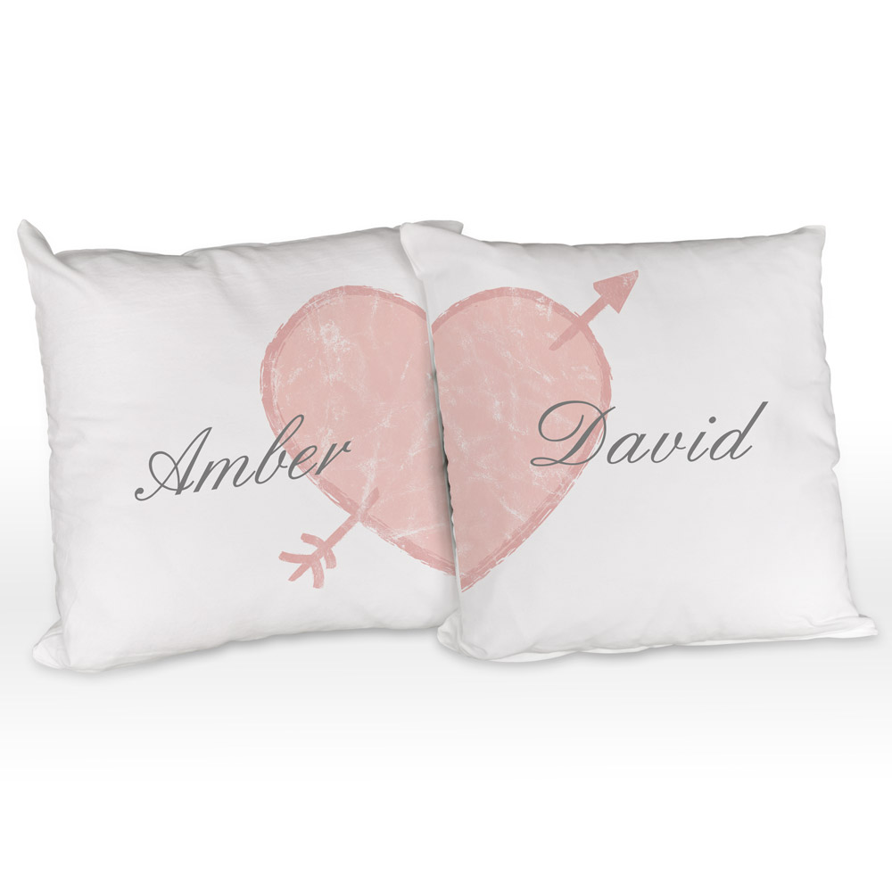 Personalised Pair Of Cushions - Heart Halves - Click Image to Close