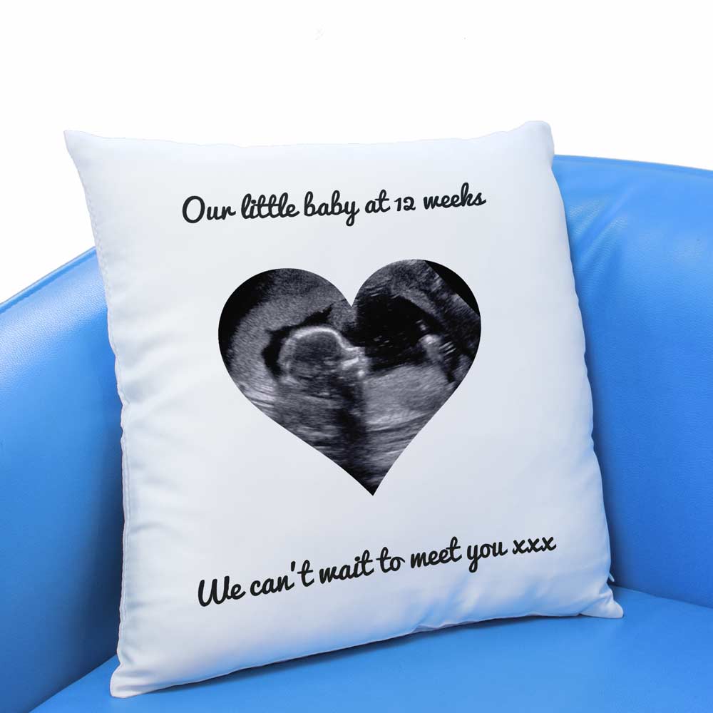 Personalised Pillow - Love Heart Baby Scan - Click Image to Close