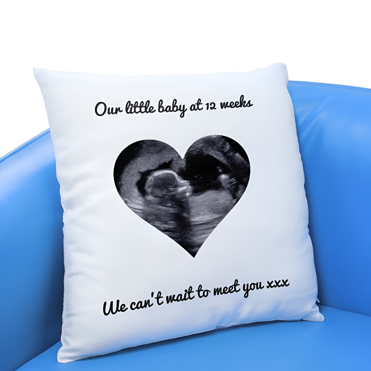 Personalised Pillow - Love Heart Baby Scan - Click Image to Close