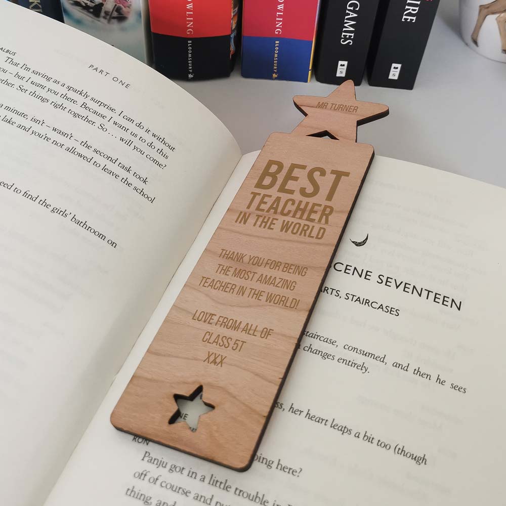 Personalised Star Wooden Bookmark - Best Teacher - Click Image to Close