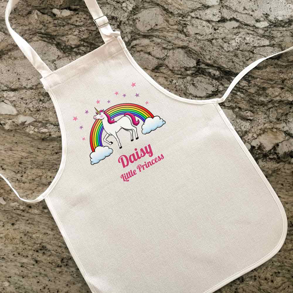 Personalised Childrens Apron - Unicorn Any Name - Click Image to Close
