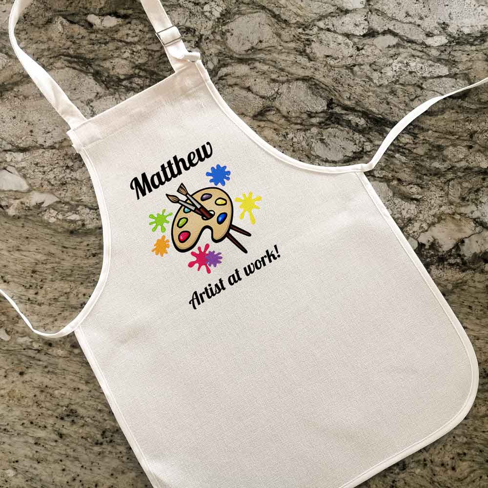 Personalised Childrens Apron - Artist At Work - Click Image to Close