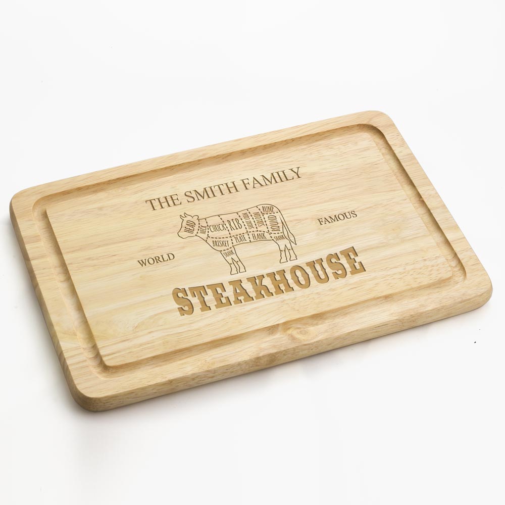 Personalised Family Steakhouse Chopping Board - Click Image to Close