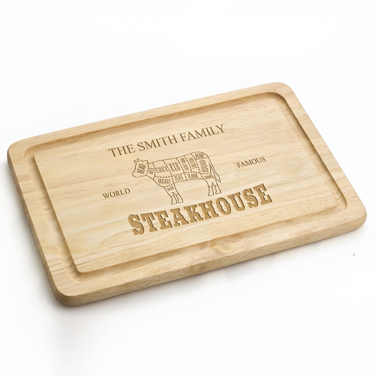 Personalised Family Steakhouse Chopping Board - Click Image to Close