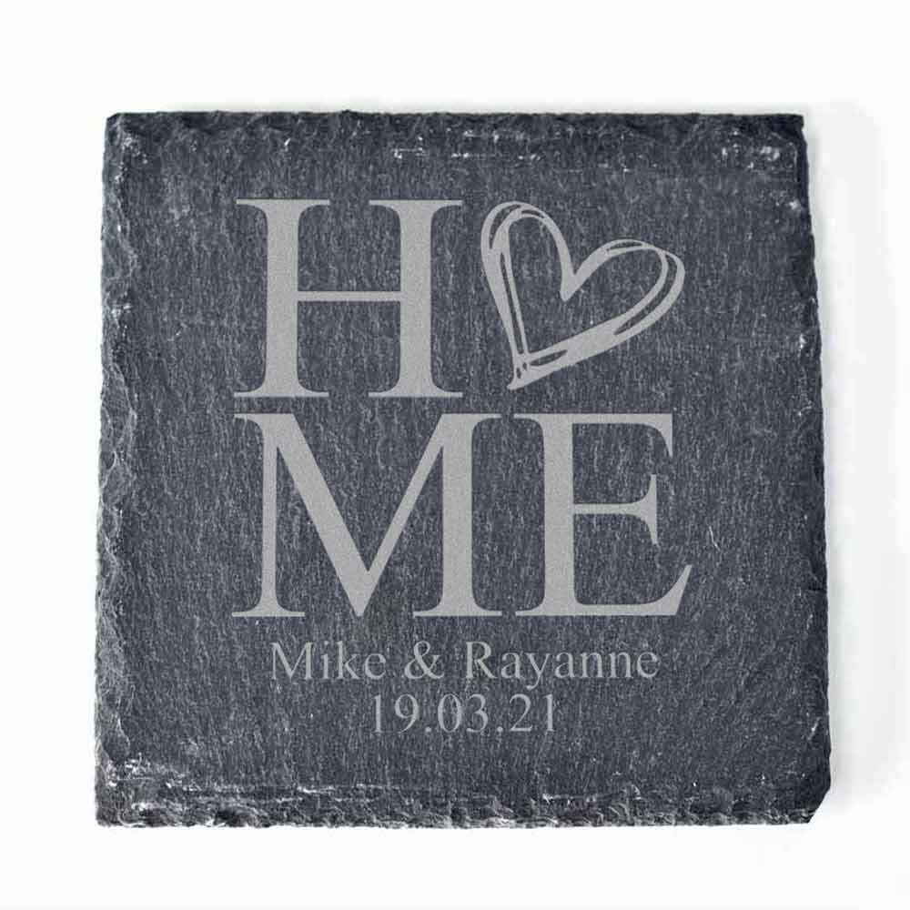 Personalised Home Slate Coaster - Click Image to Close
