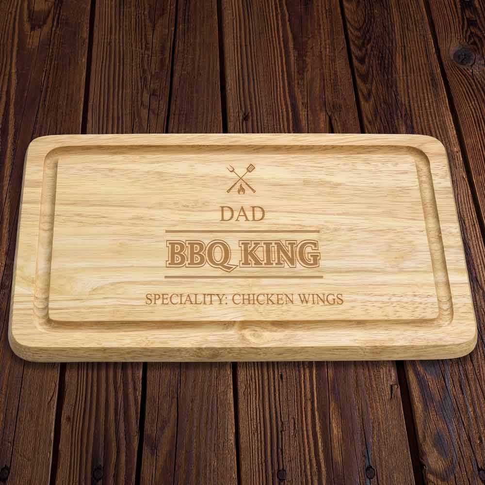 Personalised BBQ King Wooden Chopping Board - Click Image to Close