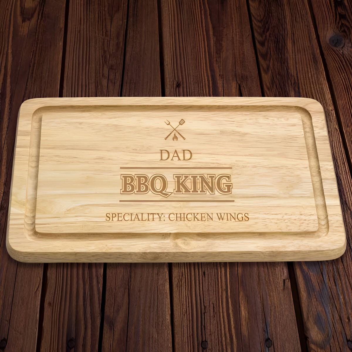 Personalised BBQ King Wooden Chopping Board - Click Image to Close