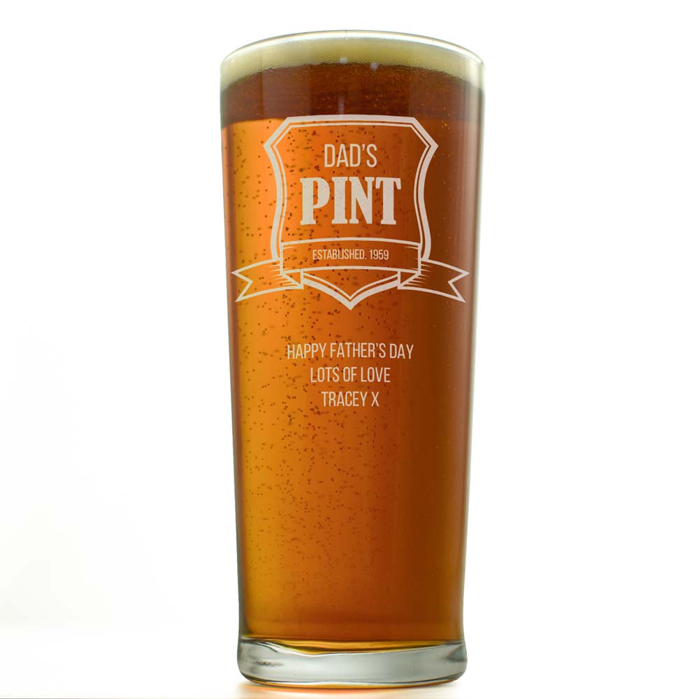 Personalised Pint Glass - Established Crest - Click Image to Close