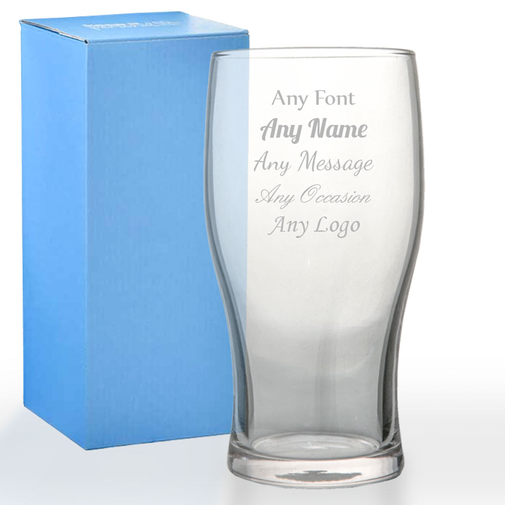Personalised Tulip Pint Glass Any Font Any Occasion - Click Image to Close