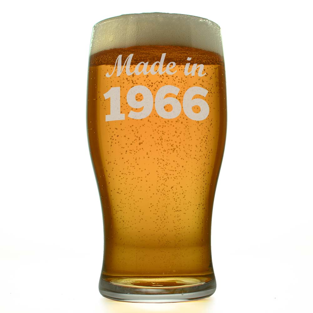 Personalised Tulip Pint Glass - Made In Any Year - Click Image to Close