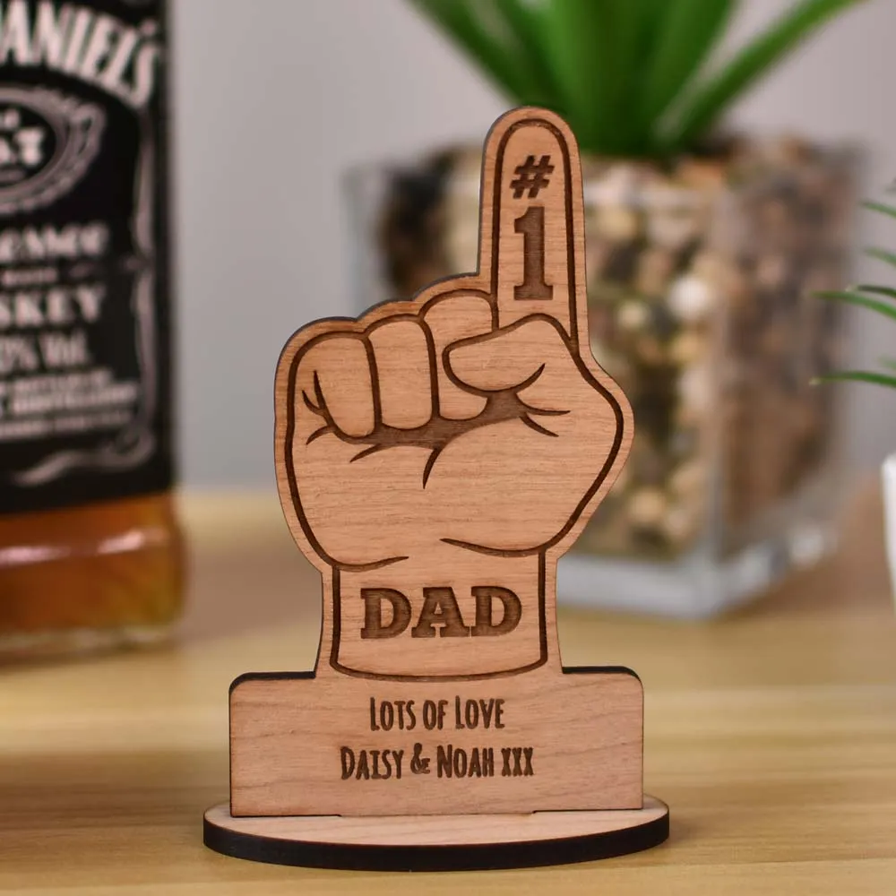Personalised Number 1 Dad Wooden Keepsake Gift - Click Image to Close