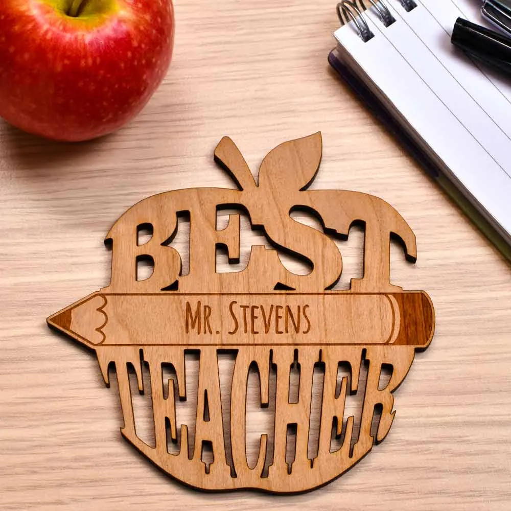 Personalised Best Teacher Wooden Coaster - Click Image to Close