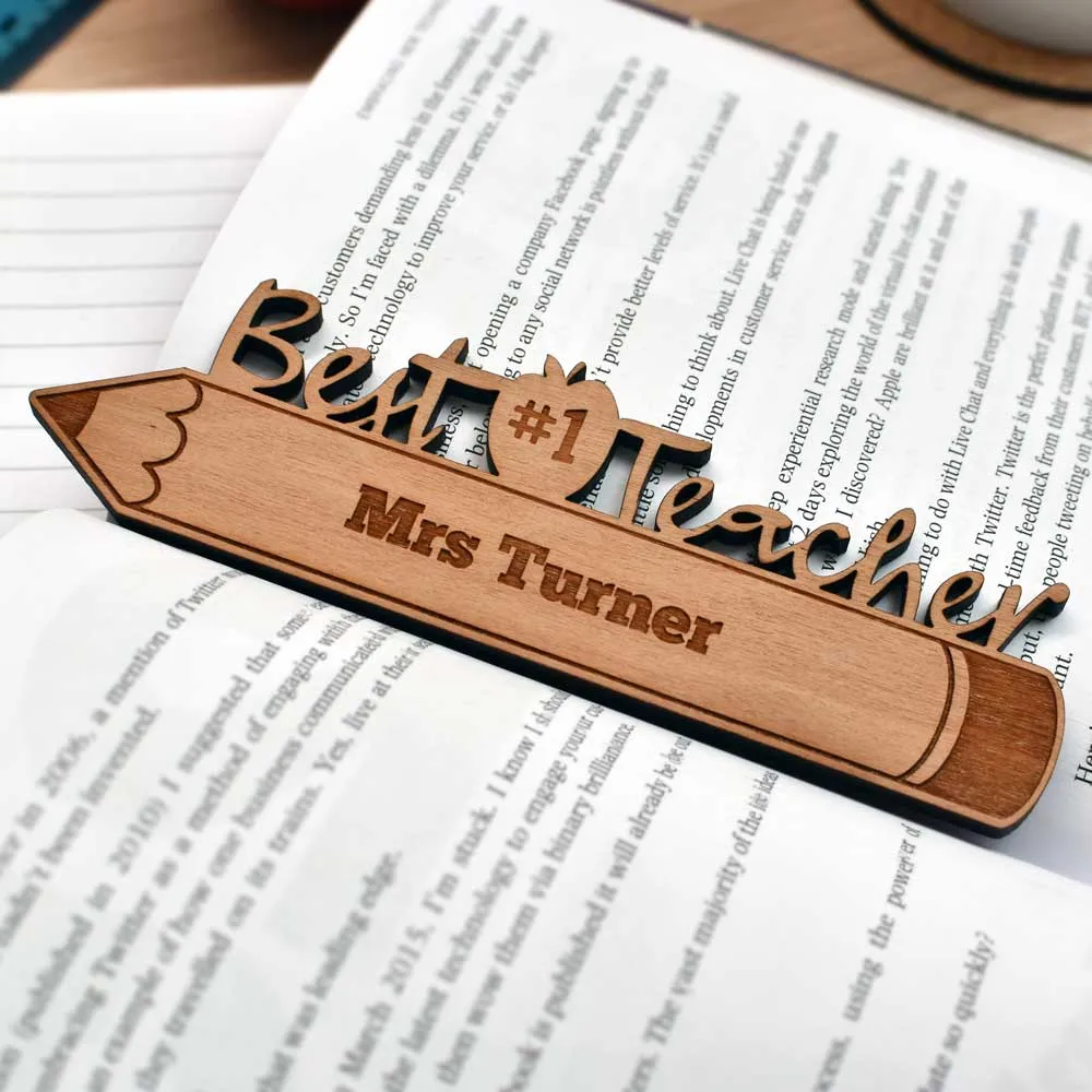 Personalised Best Teacher Wooden Bookmark - Click Image to Close