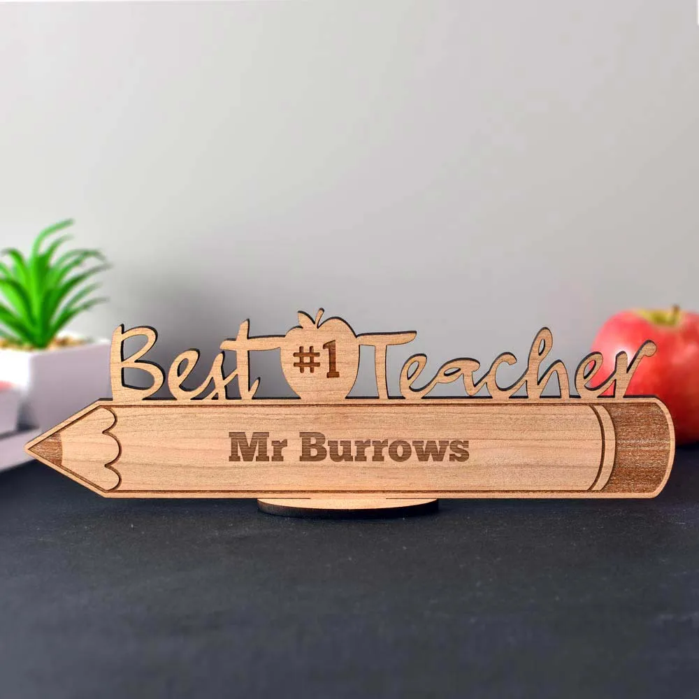 Personalised Best Teacher Wooden Sign - Click Image to Close