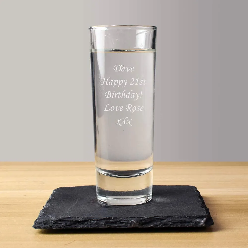 Personalised Tall Shot Glass Any Message - Click Image to Close