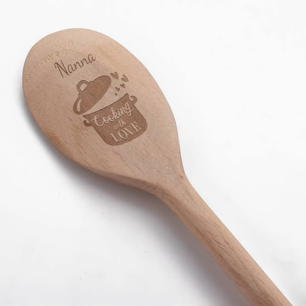 Personalised Wooden Spoon - Cooking With Love - Click Image to Close