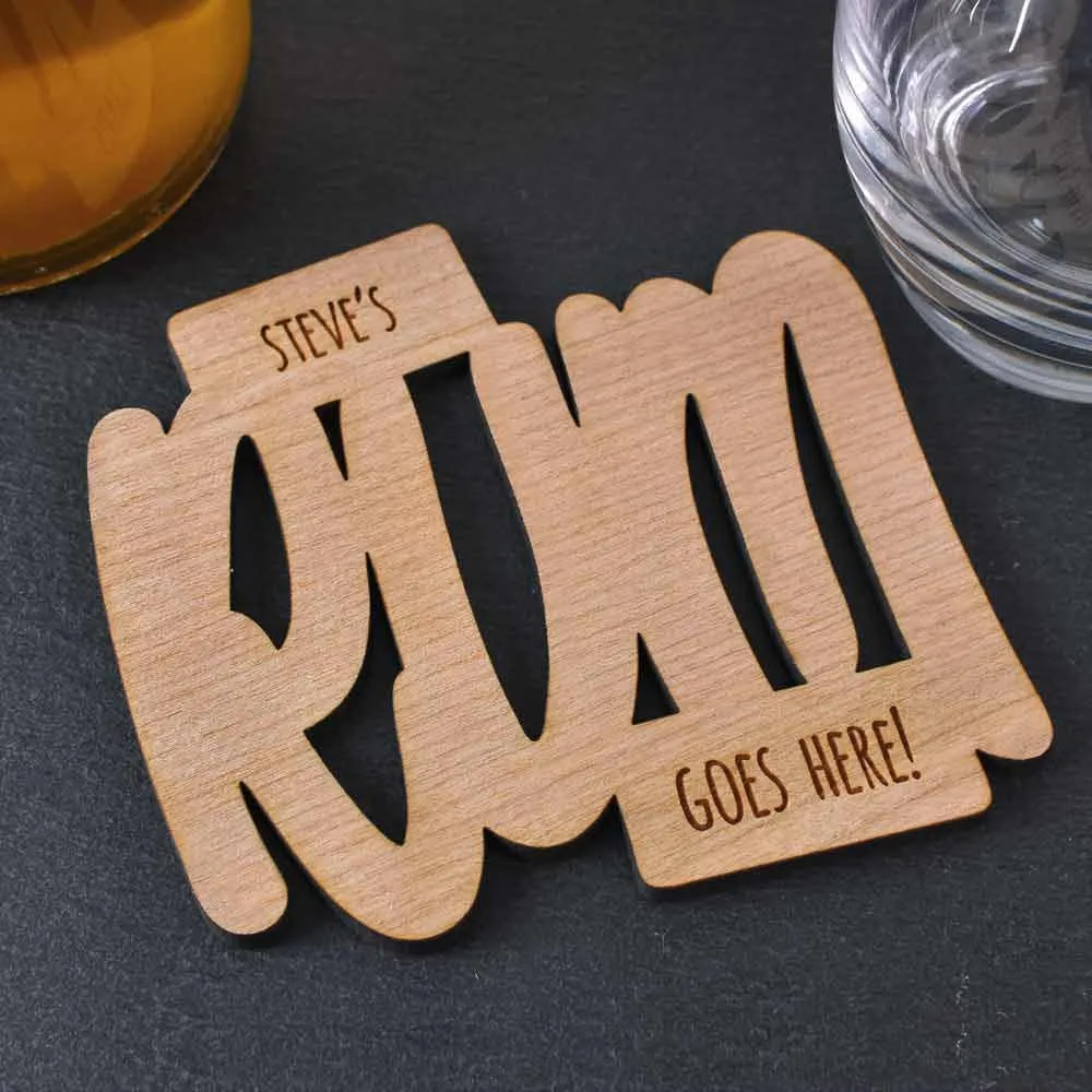 Personalised Rum Goes Here Coaster - Click Image to Close