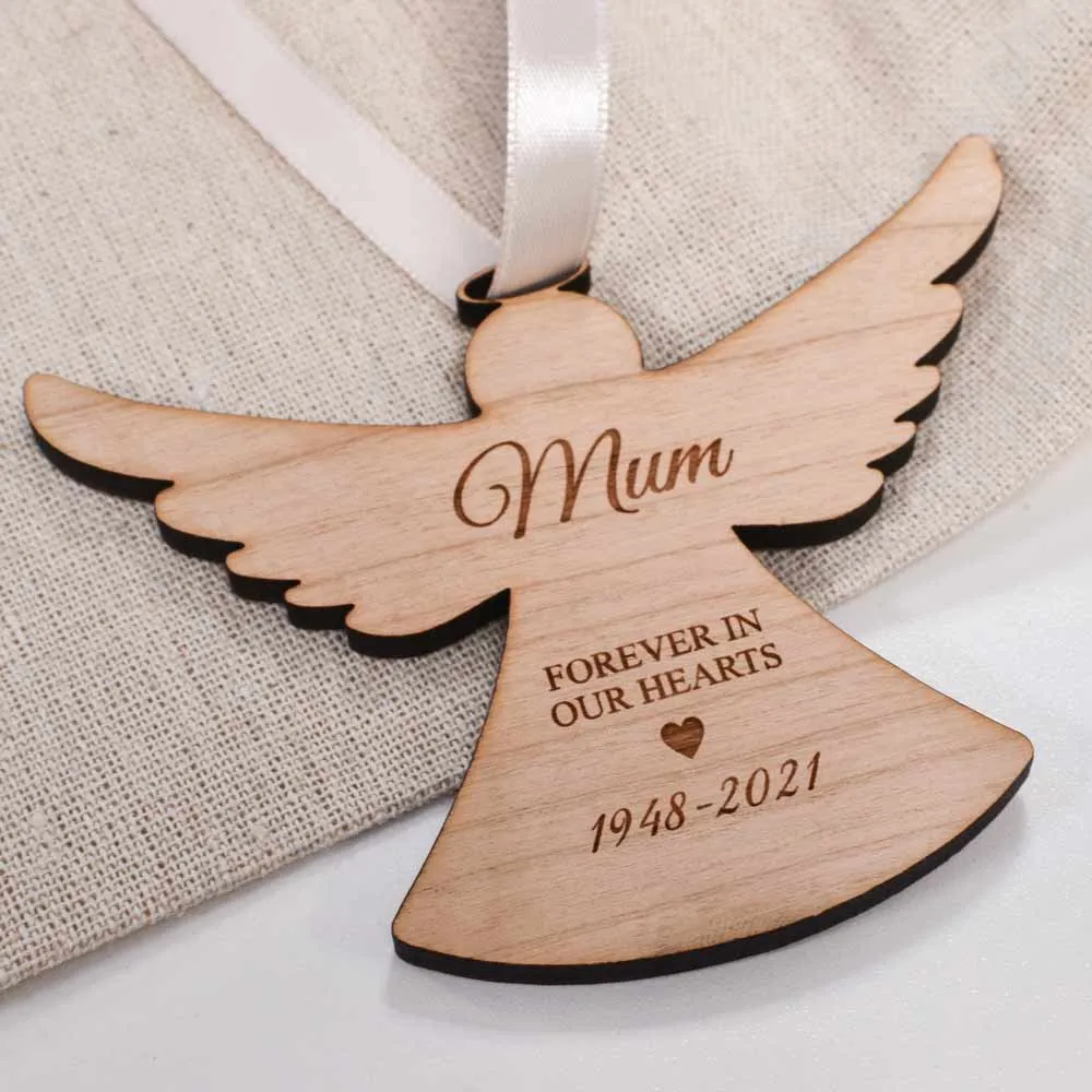 Personalised Angel Memorial Christmas Bauble Forever In Our Hearts - Click Image to Close