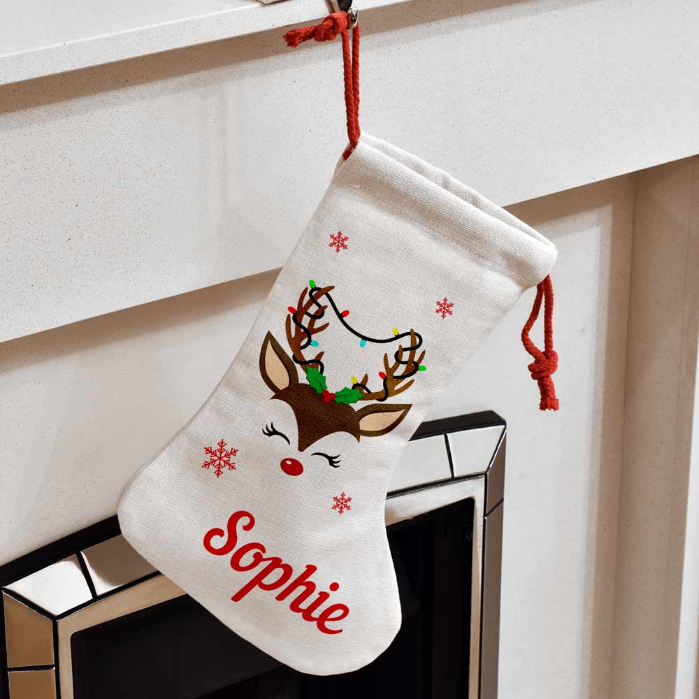 Personalised Reindeer Christmas Stocking - Click Image to Close