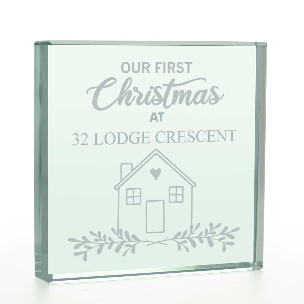 Personalised Glass Token - First Christmas New Home Gift - Click Image to Close