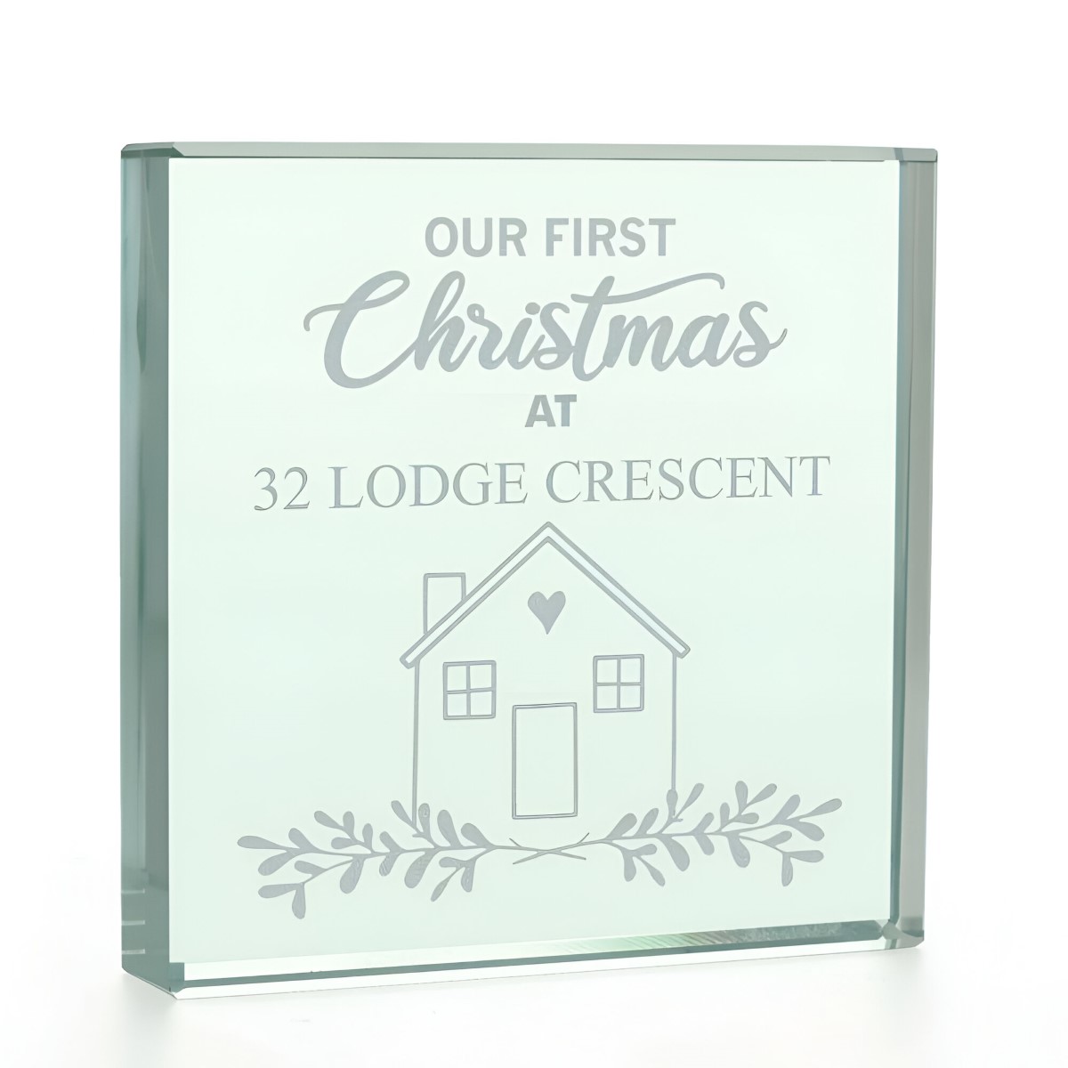 Personalised Glass Token - First Christmas New Home Gift - Click Image to Close