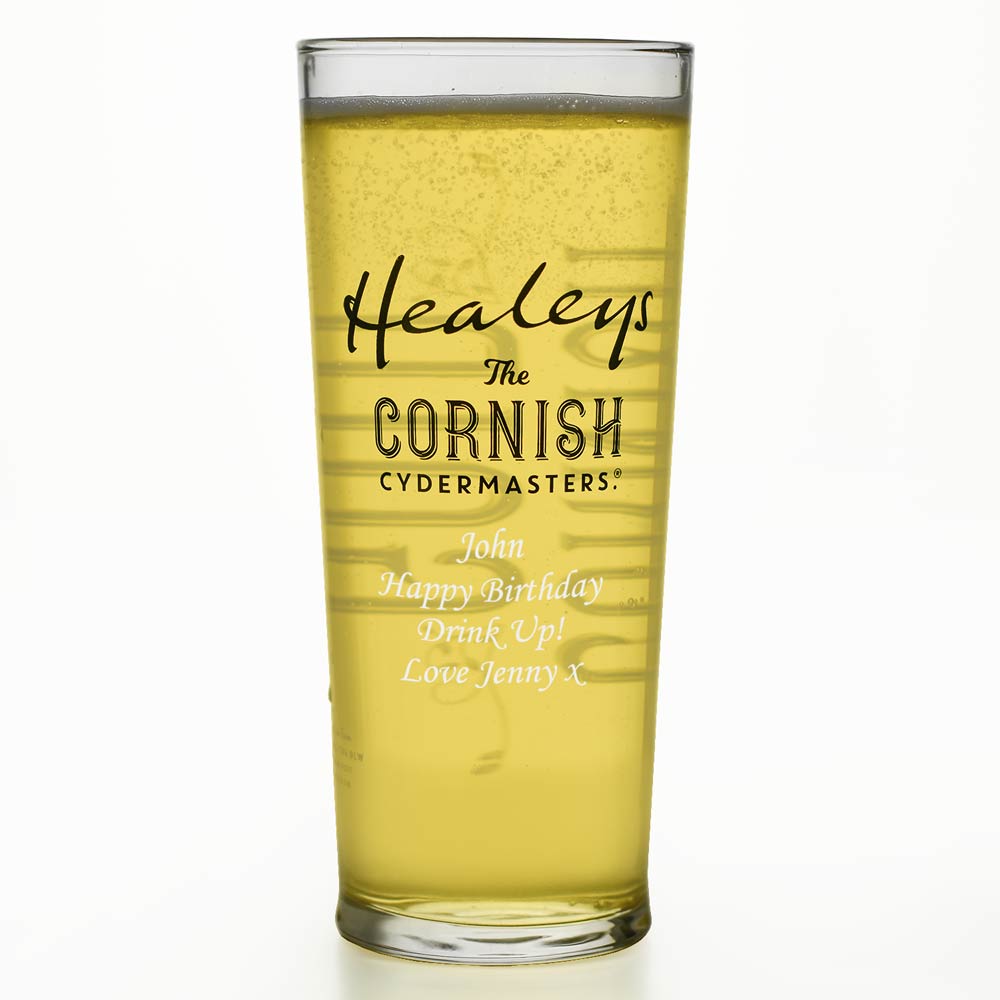 Personalised Cornish Gold Pint Glass Healeys Cyder - Click Image to Close