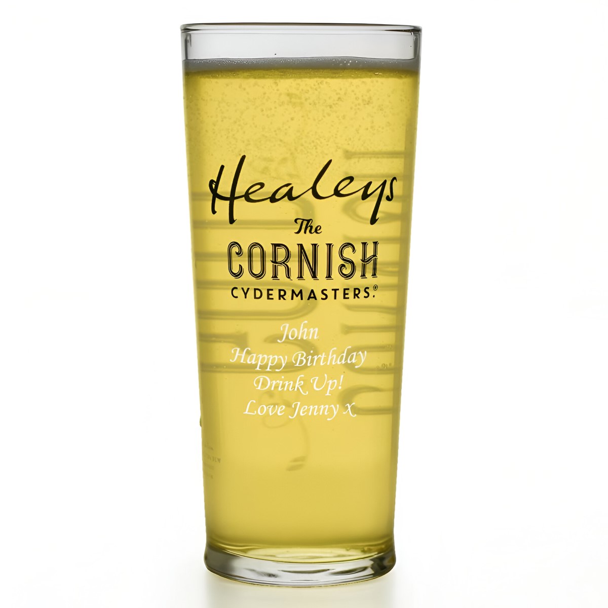 Personalised Cornish Gold Pint Glass Healeys Cyder - Click Image to Close