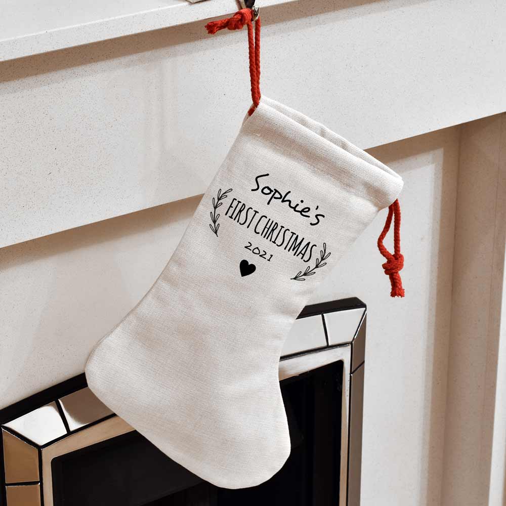 Personalised Christmas Stocking - Baby's First Christmas - Click Image to Close