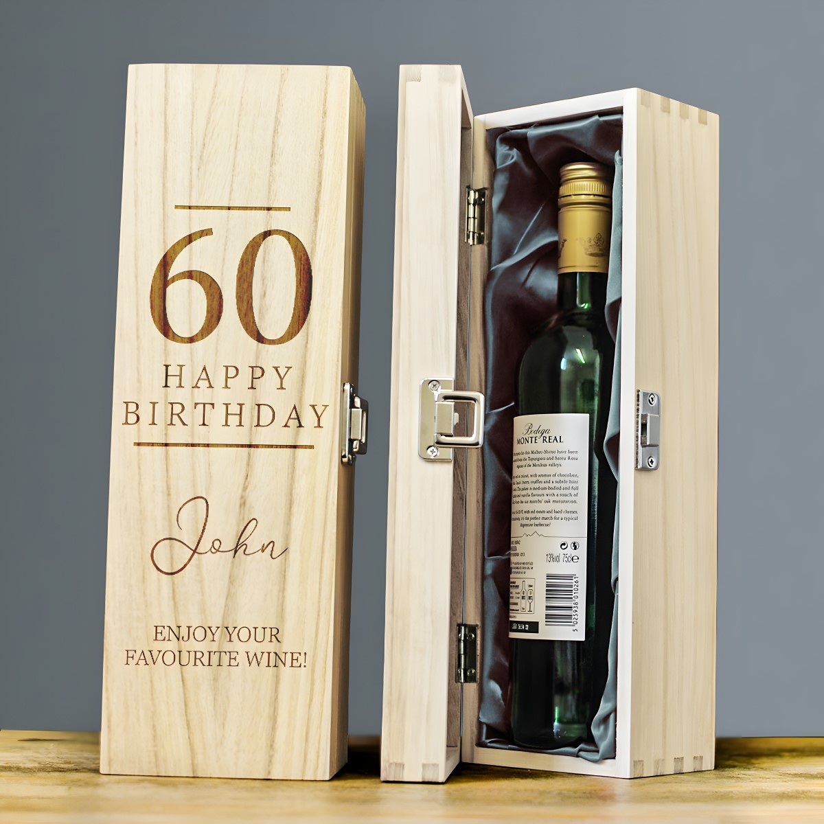 Happy 60th Birthday Personalised Wine Box - Click Image to Close