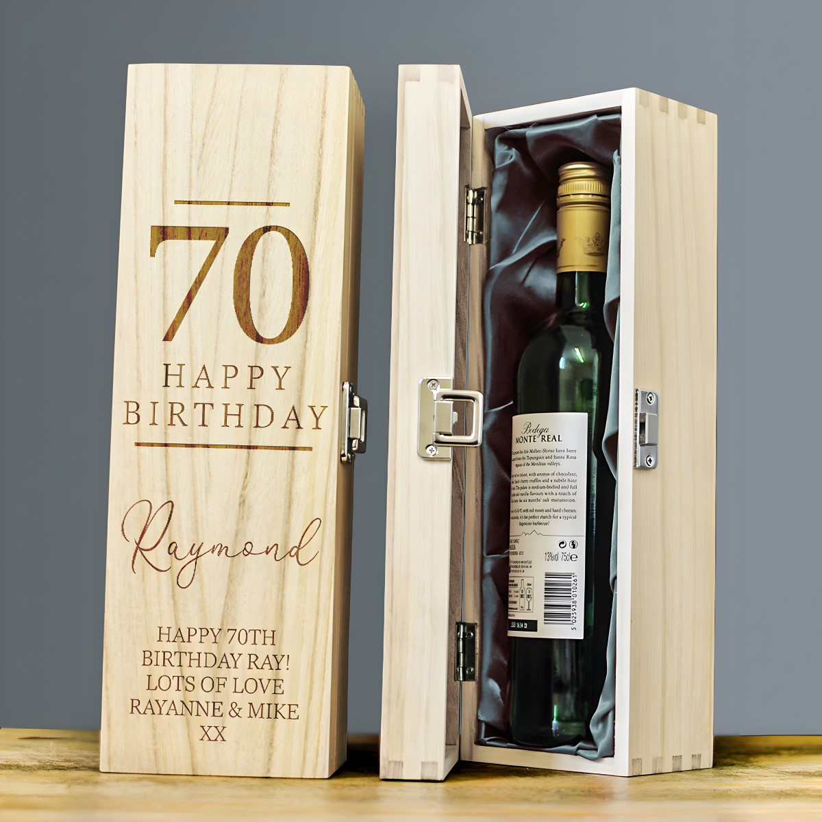 Happy 70th Birthday Personalised Wine Box - Click Image to Close