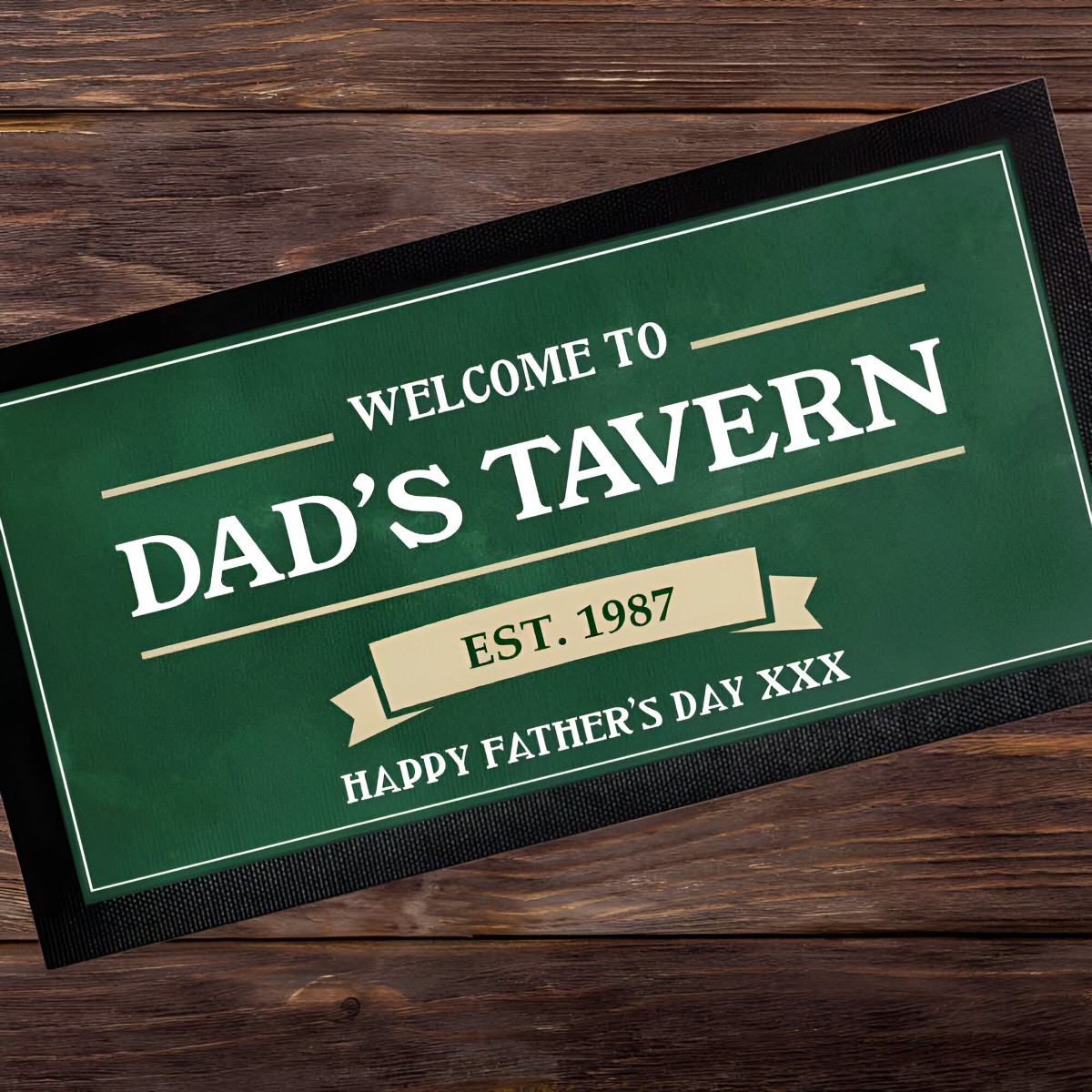 Personalised Bar Mat Vintage Design Choose Colour - Click Image to Close