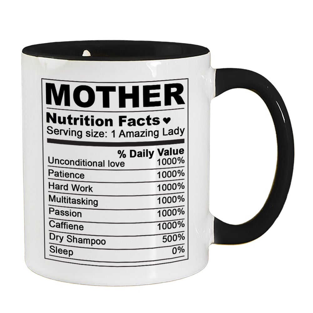 Personalised Nutritional Value of a Mother Black Mug - Click Image to Close
