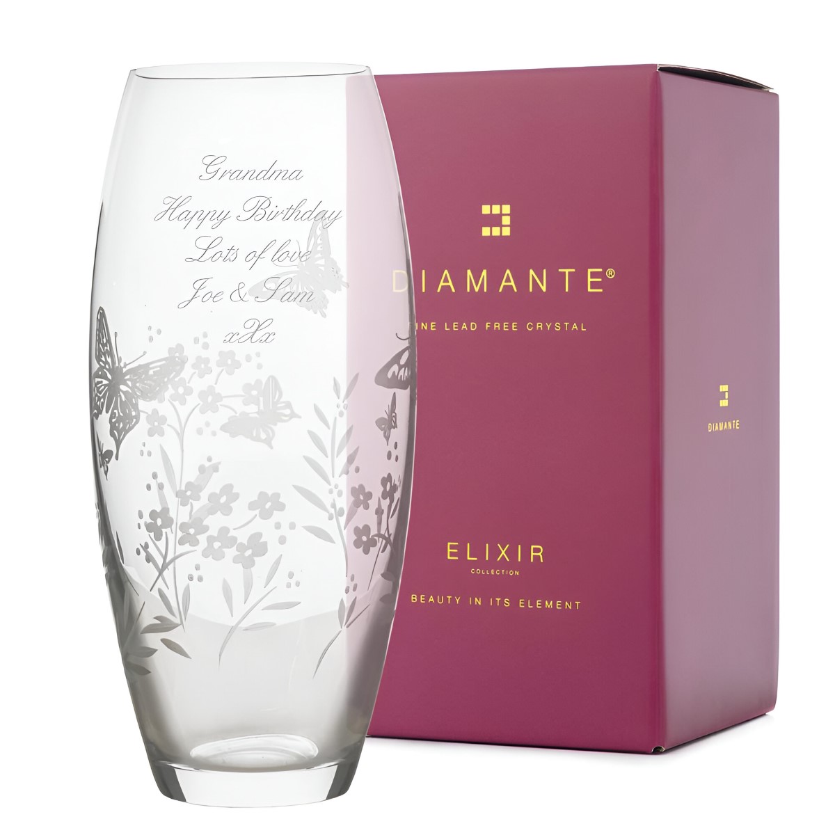 Personalised Butterfly Barrel Vase - Click Image to Close
