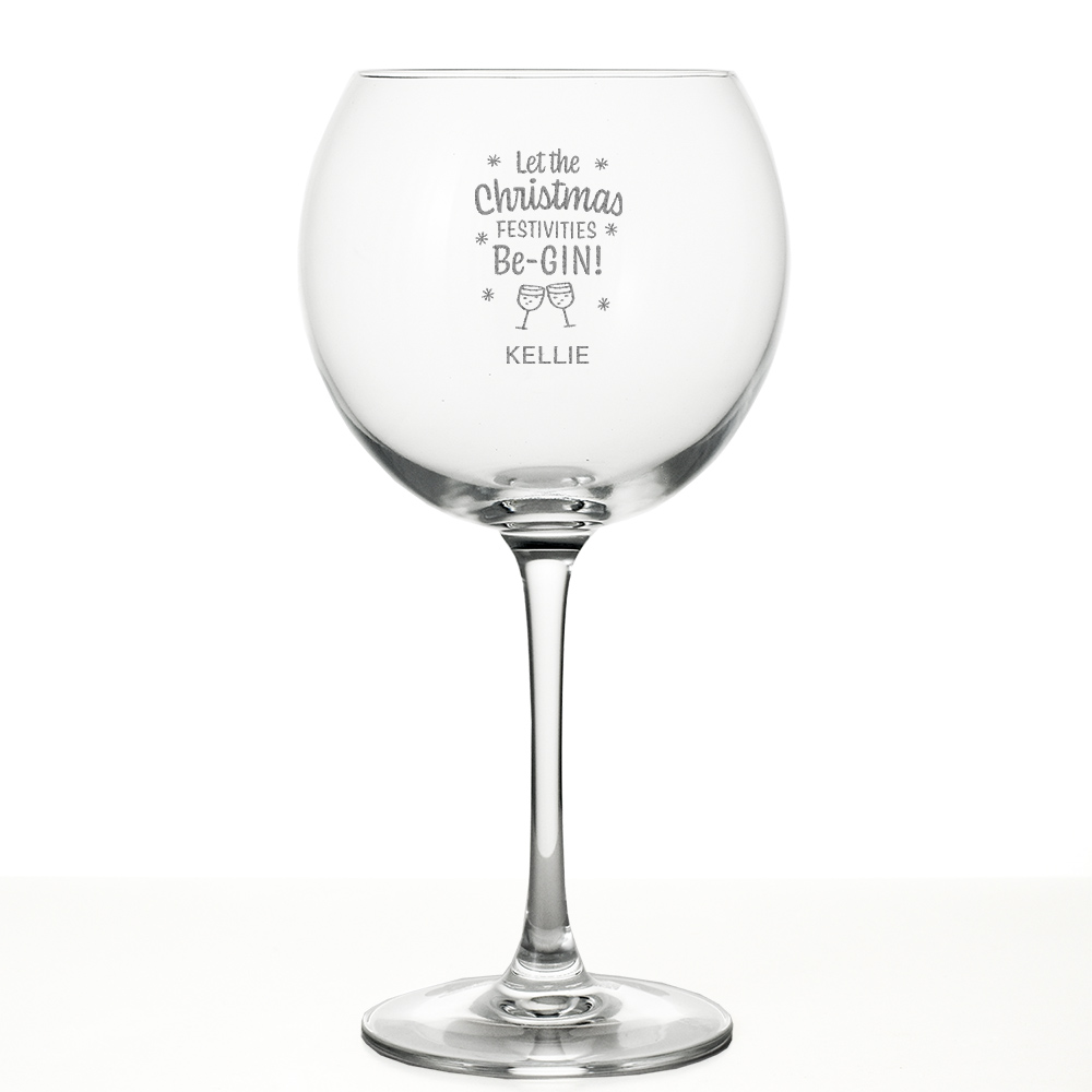 Personalised Let Christmas Be-Gin Gin Glass - Click Image to Close