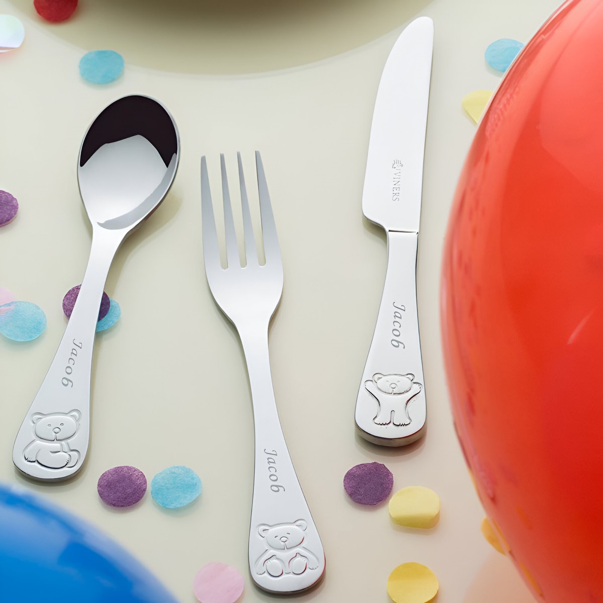 Personalised Childrens Cutlery Viners Bertie Bear - Click Image to Close