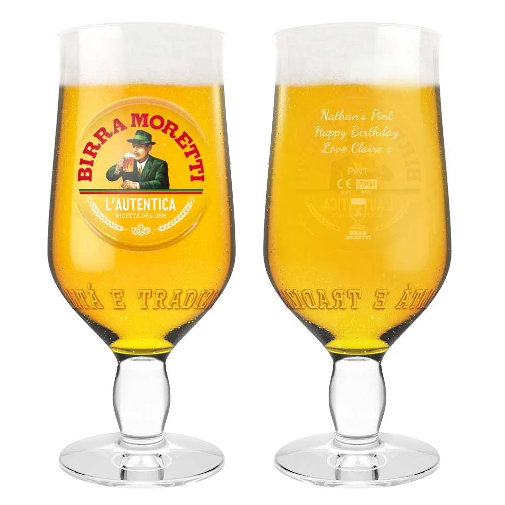 Personalised Birra Moretti Pint Glass - Click Image to Close