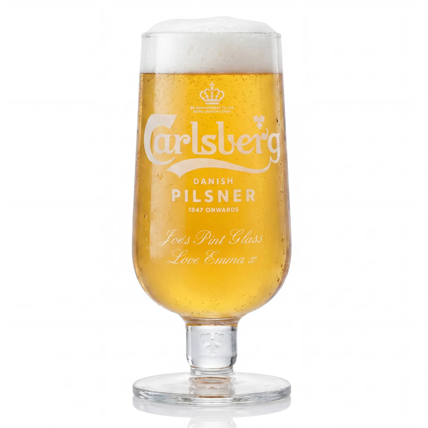 Personalised Carlsberg Pilsner Stemmed Pint Glass - Click Image to Close