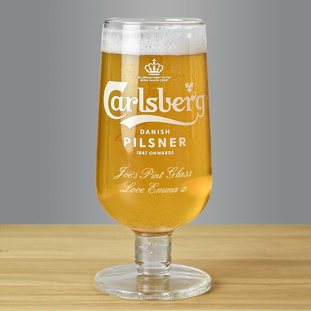 Personalised Carlsberg Pilsner Stemmed Pint Glass - Click Image to Close