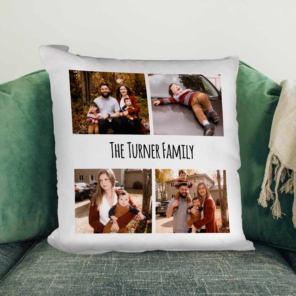 Personalised Multi Photo Cushion With Message - Click Image to Close