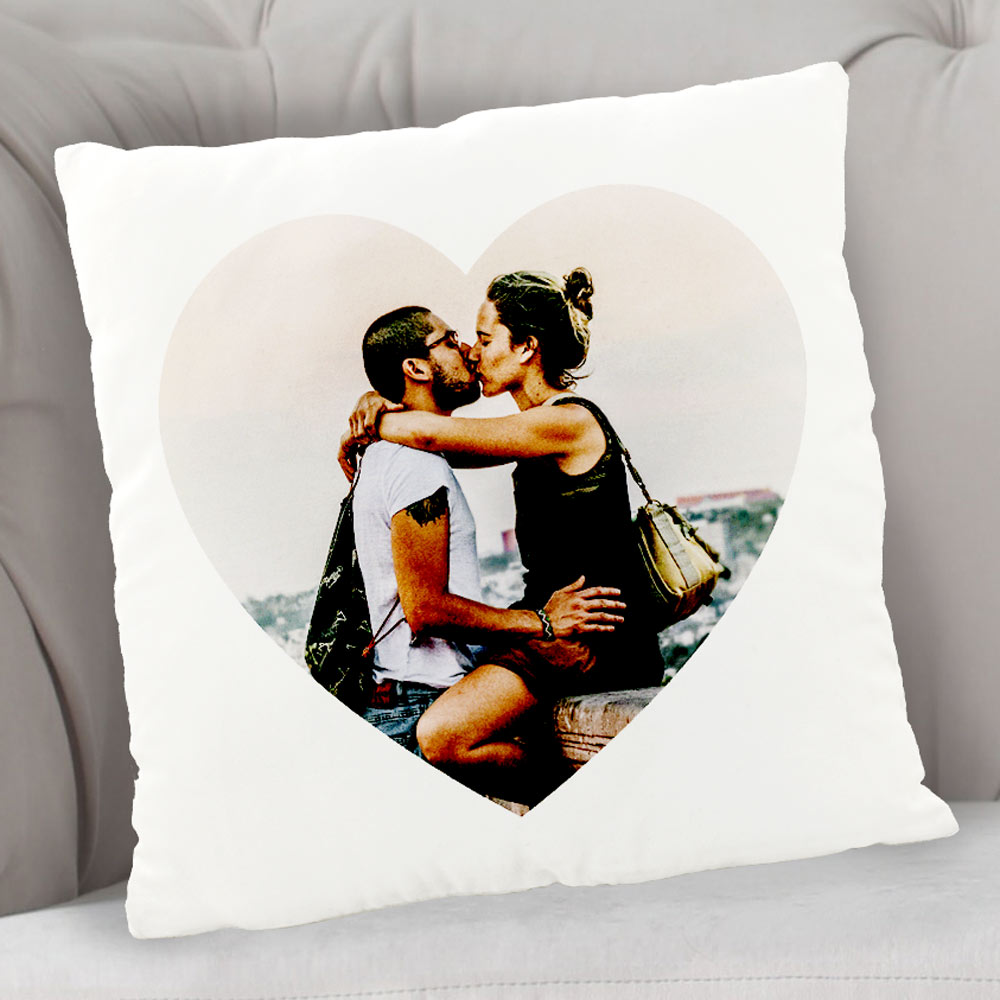 Personalised Love Heart Photo Upload Cushion - Click Image to Close
