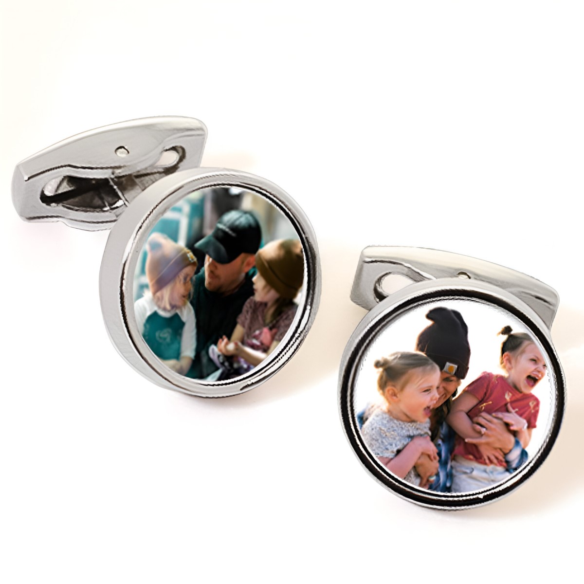 Personalised Photo Upload Chrome Cufflink Set - Click Image to Close