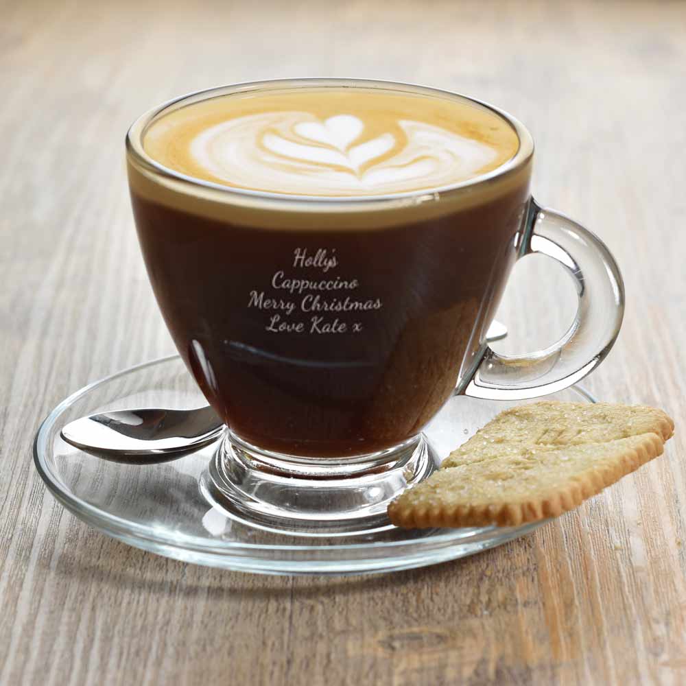Personalised Cappuccino Glass And Saucer - Click Image to Close