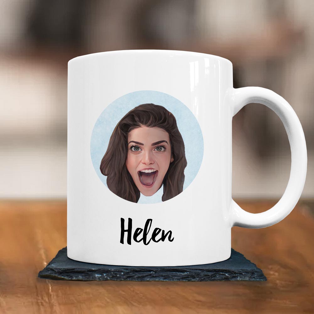 Personalised Cartoon Yourself Photo Mug With Message - Click Image to Close