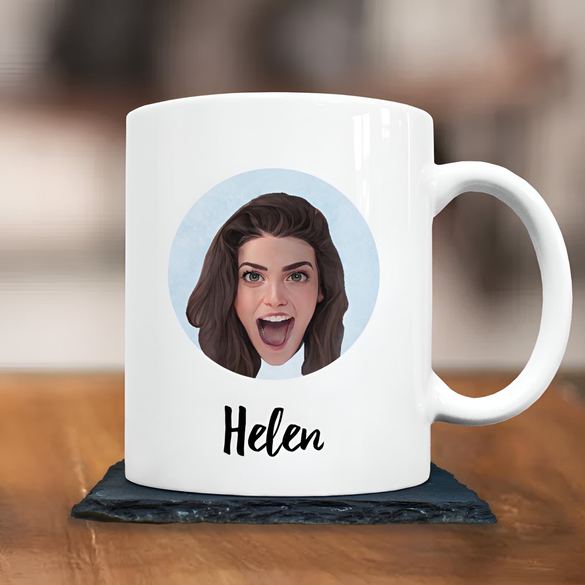 Personalised Cartoon Yourself Photo Mug With Message - Click Image to Close