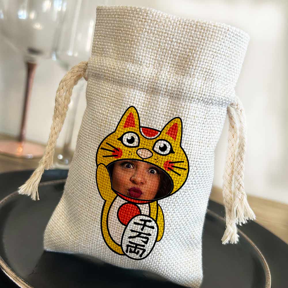 Personalised Mini Money Pouch Photo Upload Chinese Lucky Cat - Click Image to Close
