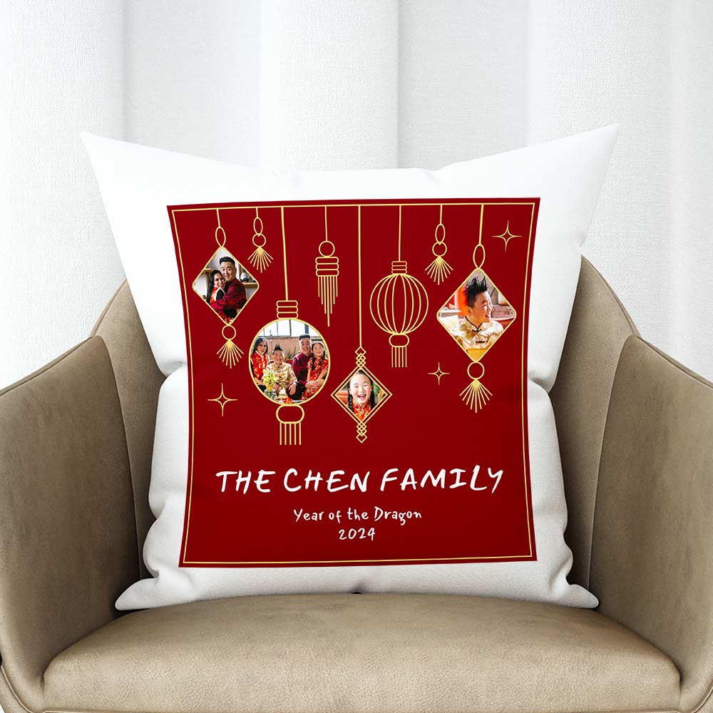Personalised Chinese Lantern Photo Cushion - Click Image to Close