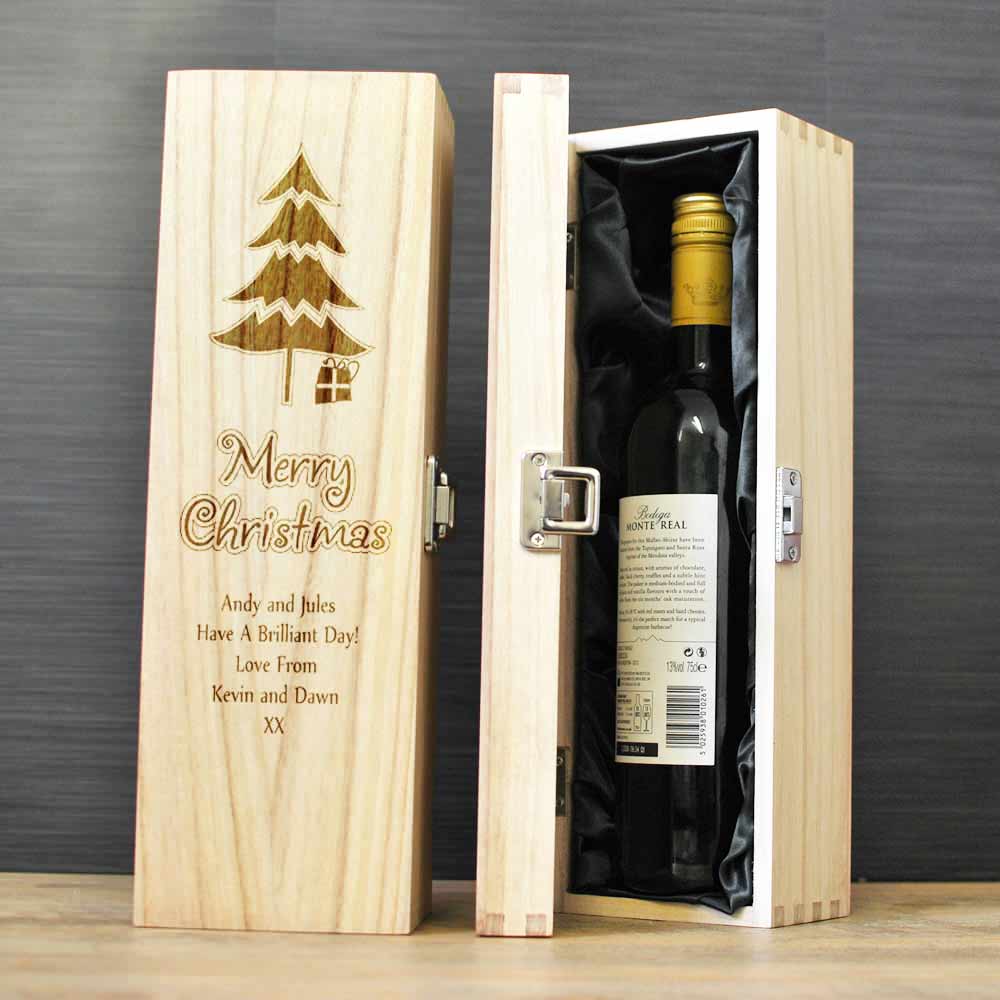 Personalised Wooden Wine Box - Christmas Gift - Click Image to Close
