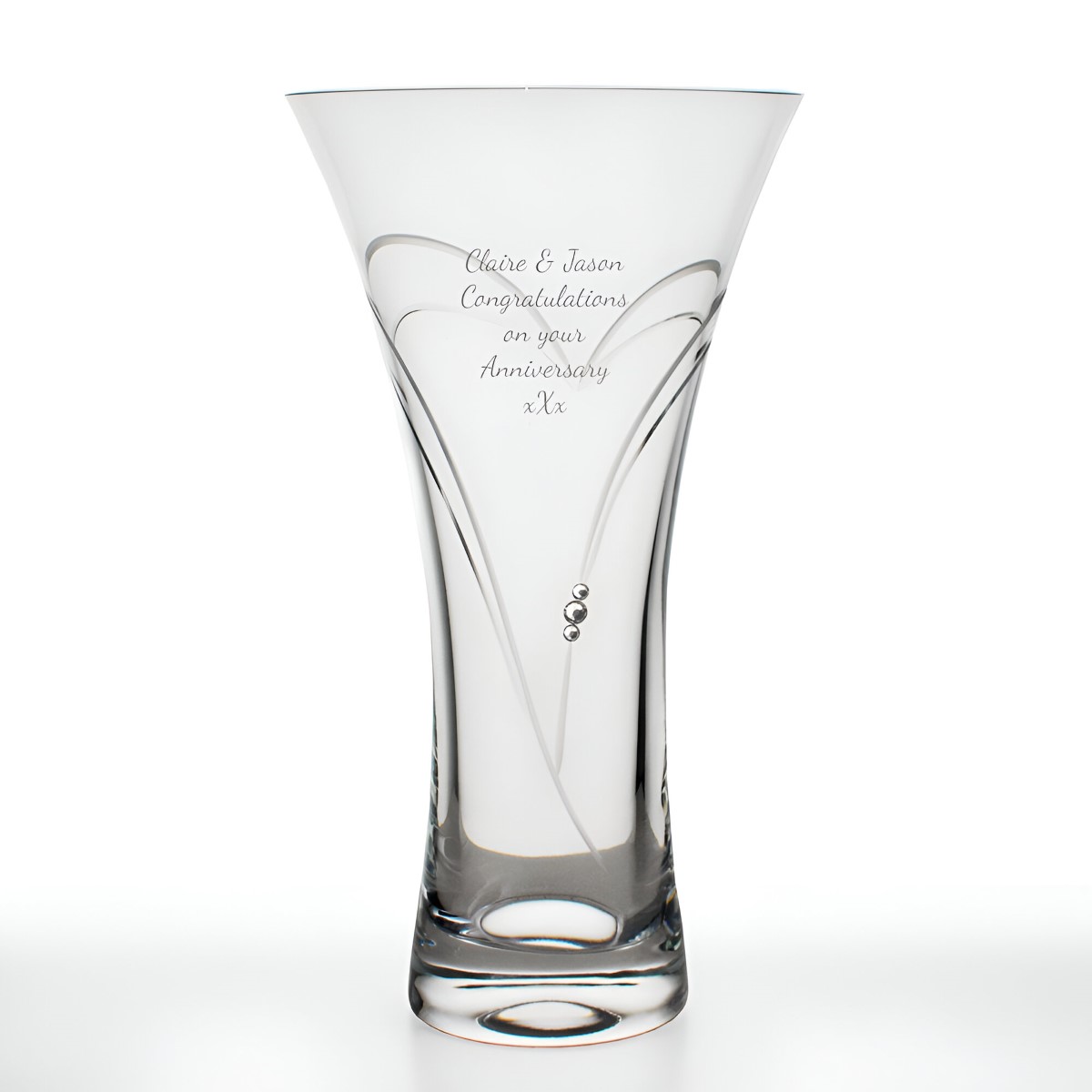 Personalised Swarovski Crystal Heart Vase Engraved By Keepitpersonal